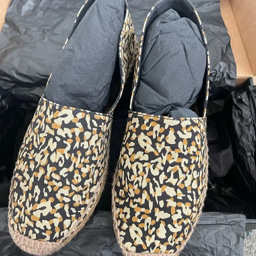 Saint Laurent leopard-print embroidered canvas espadrilles